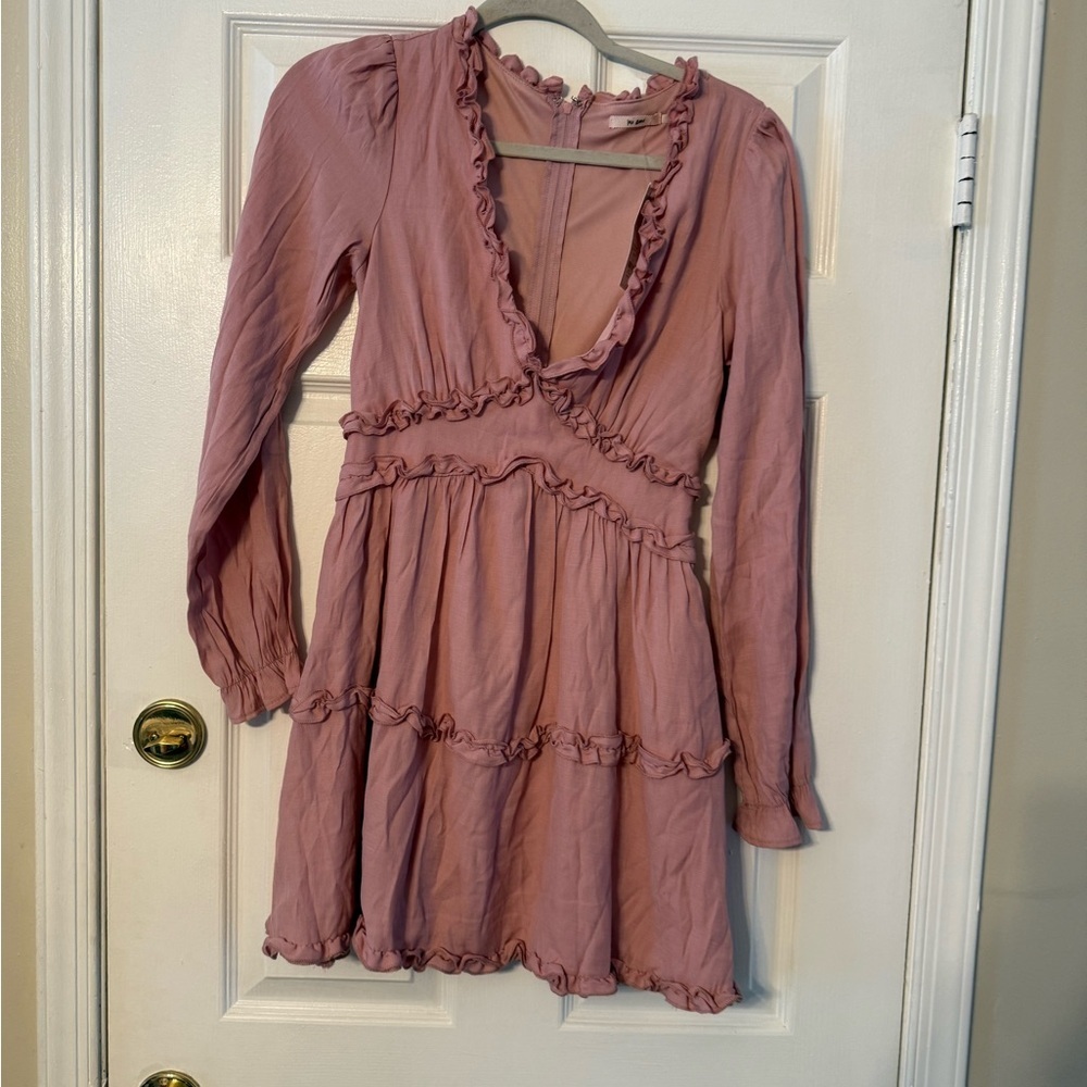 Francesca's Rose Pink Ruffle Detail Mini Dress